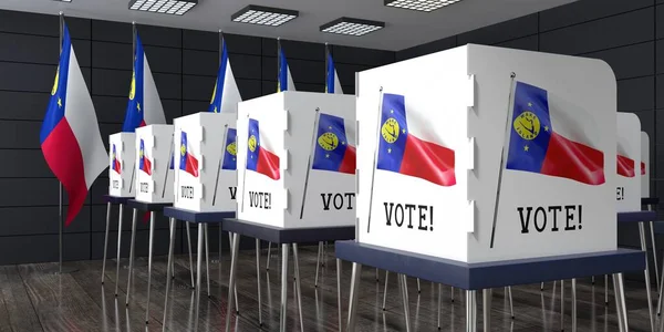 ウェイクアイランド 多くの投票ブースを持つ投票所 選挙コンセプト 3Dイラスト — ストック写真