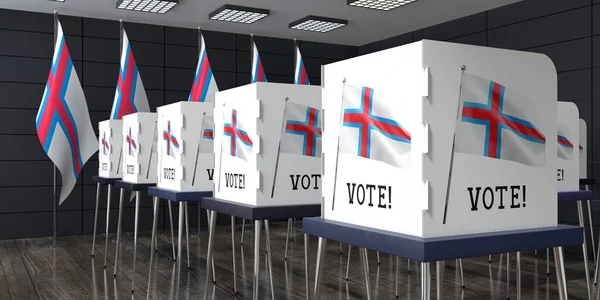 Wyspy Owcze Lokal Wyborczy Wieloma Budkami Głosowania Koncepcja Wyborów Ilustracja — Zdjęcie stockowe