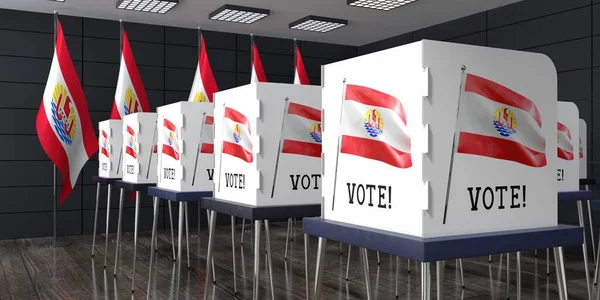 Francia Polinézia Szavazóhelyiség Sok Szavazófülkével Választási Koncepció Illusztráció — Stock Fotó