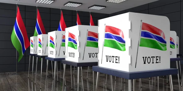 Gambia - polling station with many voting booths - election concept - 3D illustration