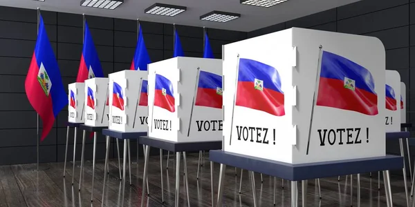 Haiti Lokal Wyborczy Wieloma Budkami Głosowania Koncepcja Wyborów Ilustracja — Zdjęcie stockowe