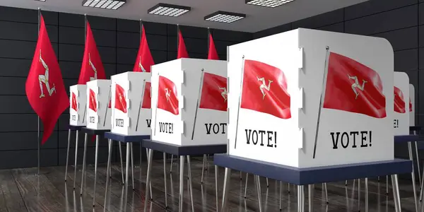 Isle Man Polling Station Many Voting Booths Election Concept Illustration — Stock Photo, Image