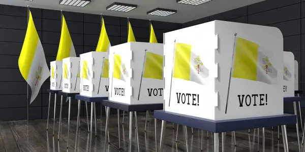 Vatican City - polling station with many voting booths - election concept - 3D illustration