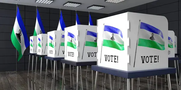 Lesotho Lokal Wyborczy Wieloma Budkami Głosowania Koncepcja Wyborów Ilustracja — Zdjęcie stockowe