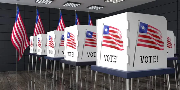 Liberia Centro Votación Con Muchas Cabinas Votación Concepto Electoral Ilustración —  Fotos de Stock