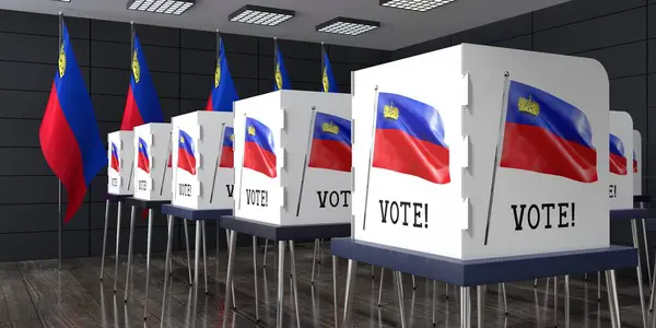 Liechtenstein Seggio Elettorale Con Molte Cabine Elettorali Concetto Elezione Illustrazione — Foto Stock