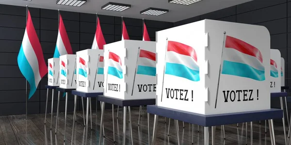 Luxemburgo Posto Votação Com Muitas Cabines Votação Conceito Eleitoral Ilustração — Fotografia de Stock