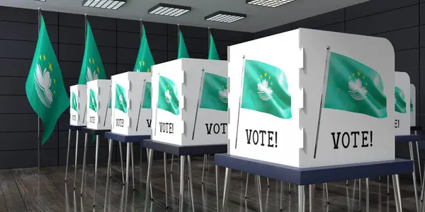 Macau Röstningsställe Med Många Röstbås Valkoncept Illustration — Stockfoto