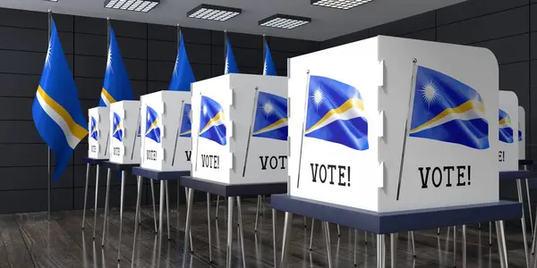 Marshalløyene Avstemningsstasjon Med Mange Stemmeboliger Valgkonsept Illustrasjon – stockfoto
