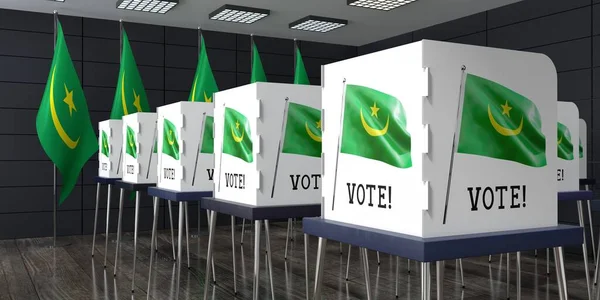 Mauritania Seggio Elettorale Con Molte Cabine Elettorali Concetto Elezione Illustrazione — Foto Stock