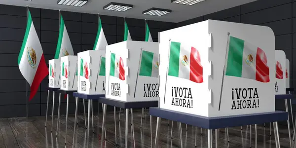 Messico Seggio Elettorale Con Molte Cabine Elettorali Concetto Elezione Illustrazione — Foto Stock