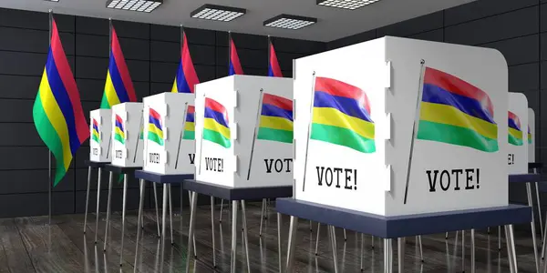 Mauritius Szavazóhelyiség Sok Szavazófülkével Választási Koncepció Illusztráció — Stock Fotó