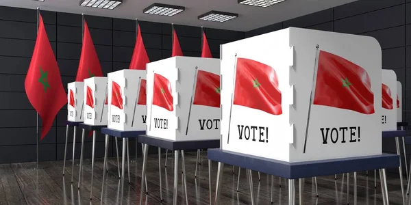 Marokkó Szavazóhelyiség Sok Szavazófülkével Választási Koncepció Illusztráció — Stock Fotó