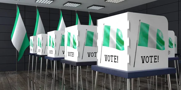 Nigeria - polling station with many voting booths - election concept - 3D illustration