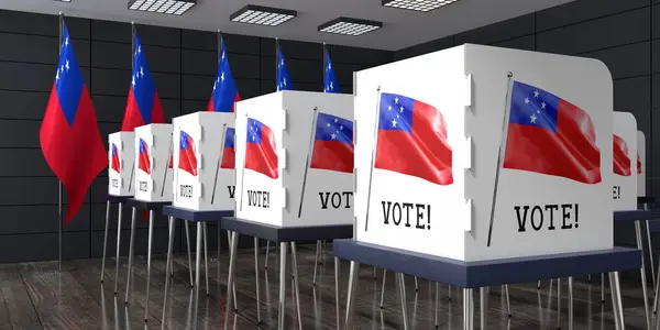 Samoa Lokal Wyborczy Wieloma Budkami Głosowania Koncepcja Wyborów Ilustracja — Zdjęcie stockowe