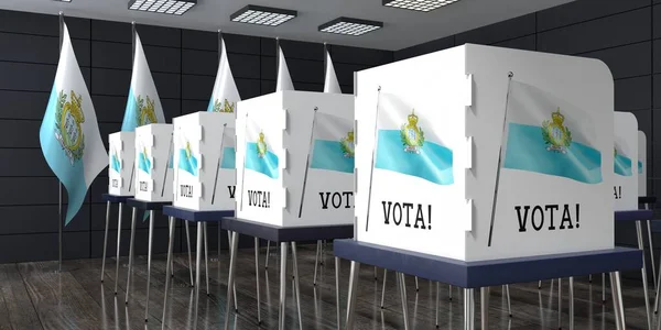 San Marino Centro Votación Con Muchas Cabinas Votación Concepto Electoral — Foto de Stock