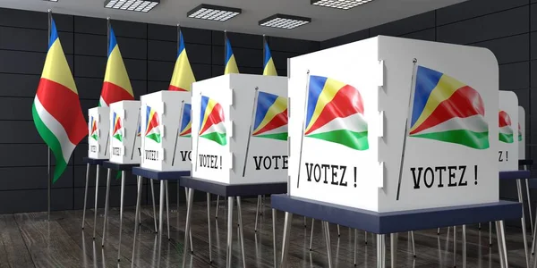 Seychellerna Röstningsställe Med Många Röstbås Valkoncept Illustration — Stockfoto