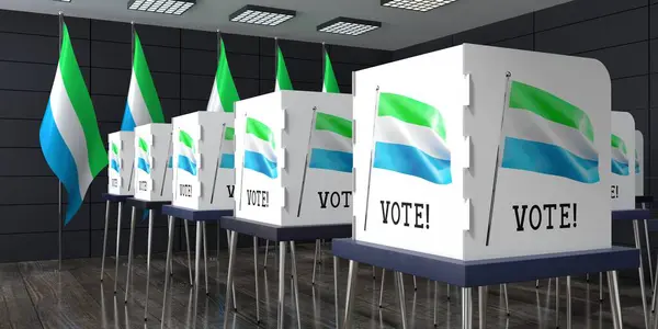 Sierra Leone Stembureau Met Veel Stemhokjes Verkiezingsconcept Illustratie — Stockfoto