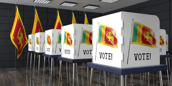 Sri Lanka Stembureau Met Veel Stemhokjes Verkiezingsconcept Illustratie — Stockfoto
