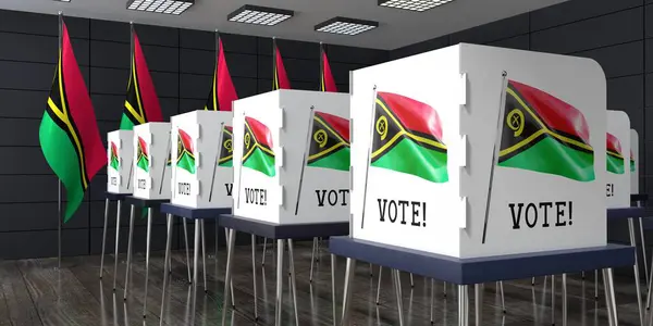 Vanuatu - polling station with many voting booths - election concept - 3D illustration