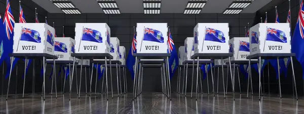 Ilhas Falkland Estação Votação Com Muitas Cabines Votação Conceito Eleição — Fotografia de Stock