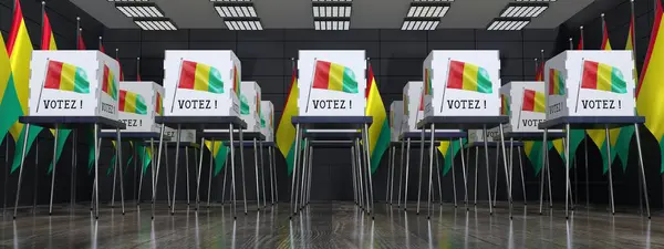 Guiné Estação Votação Com Muitas Cabines Votação Conceito Eleição Ilustração — Fotografia de Stock
