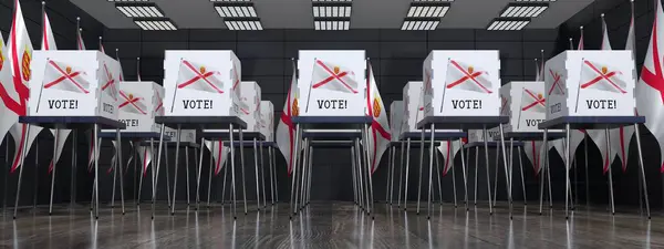 Jersey Estação Votação Com Muitas Cabines Votação Conceito Eleição Ilustração — Fotografia de Stock