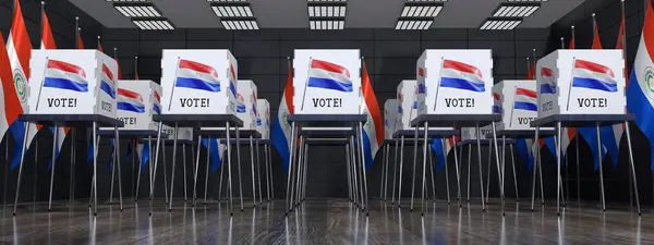 Paraguai Posto Votação Com Muitas Cabines Votação Conceito Eleitoral Ilustração — Fotografia de Stock
