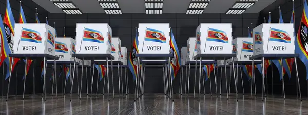 Eswatini Posto Votação Com Muitas Cabines Votação Conceito Eleição Ilustração — Fotografia de Stock