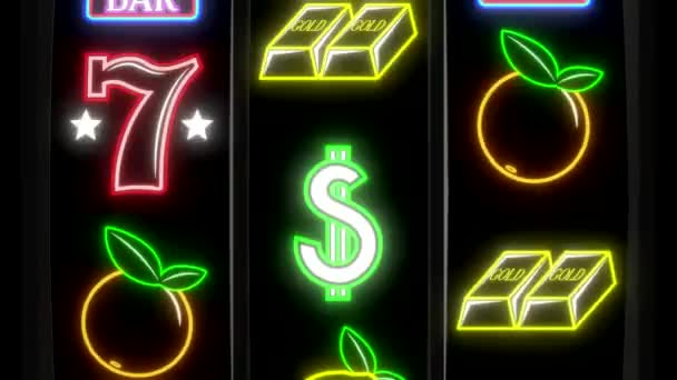 Classic Jackpot Slot Machine Casino Winning Cherry Fruits Animation 3840 — Stock Video