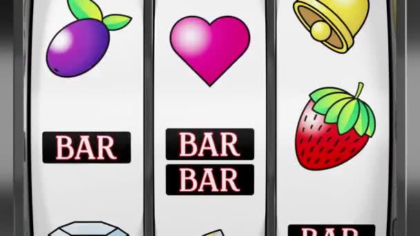 Máquina Tragamonedas Clásica Jackpot Casino Con Frutas Cereza Ganadoras Animación — Vídeo de stock