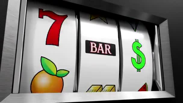 Klasyczny Automat Jackpot Kasynie Zwycięskimi Owocami Wiśni Animacja 3840 2160 — Wideo stockowe