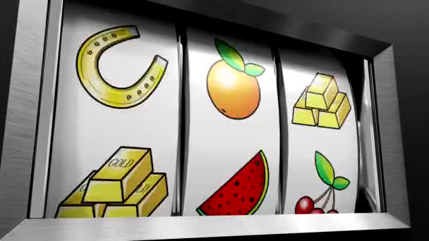 Máquina Tragamonedas Clásica Jackpot Casino Con Gemas Diamantes Ganadoras Animación — Vídeos de Stock