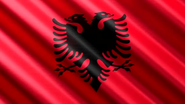 Албанія Махаючий Текстильний Прапор Безшовна Петля Анімації 3840 2160 — стокове відео