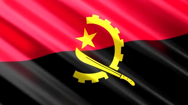 Angola Sventola Bandiera Tessile Animazione Loop Senza Soluzione Continuità 3840 — Video Stock
