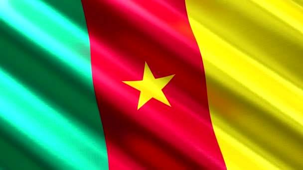 Kameroen Golvende Textiel Vlag Naadloze Lus Animatie 3840 2160 — Stockvideo