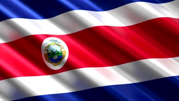 Costa Rica Sventola Bandiera Tessile Animazione Loop Senza Soluzione Continuità — Video Stock