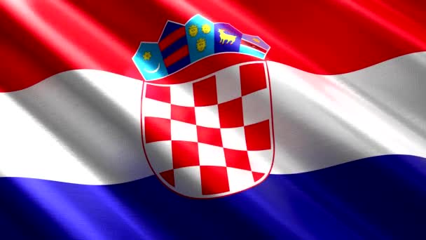 Kroatië Golvende Textielvlag Naadloze Lus Animatie 3840 2160 — Stockvideo