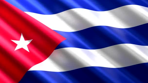 Cuba Sventola Bandiera Tessile Animazione Loop Senza Soluzione Continuità 3840 — Video Stock