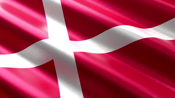 Δανία Κυματίζει Υφασμάτινη Σημαία Χωρίς Ραφή Animation Βρόχο 3840 2160 — Αρχείο Βίντεο
