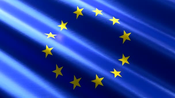European Union Waving Textile Flag Seamless Loop Animation 3840 2160 Stock Video