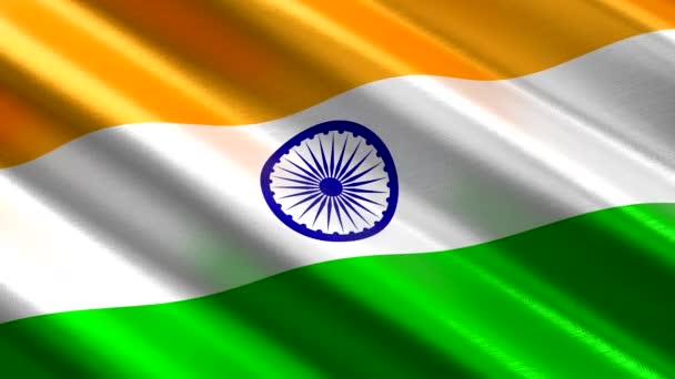 Indien Viftande Textilflagga Sömlös Loop Animation 3840 2160 — Stockvideo