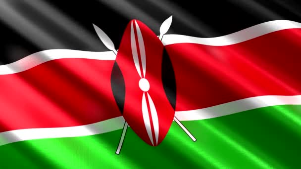 Kenya Sventola Bandiera Tessile Animazione Loop Senza Soluzione Continuità 3840 — Video Stock