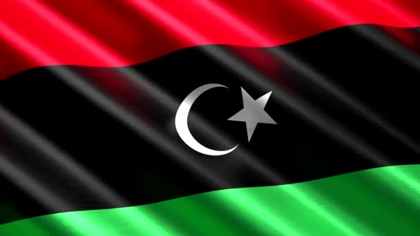Libië Golvende Textielvlag Naadloze Lus Animatie 3840 2160 — Stockvideo