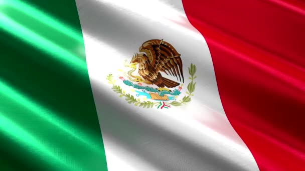 Messico Sventola Bandiera Tessile Animazione Loop Senza Soluzione Continuità 3840 — Video Stock