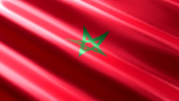 Marocco Sventola Bandiera Tessile Animazione Loop Senza Soluzione Continuità 3840 — Video Stock