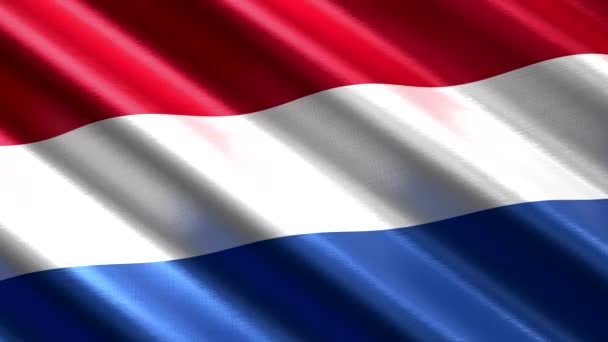 Nederländerna Viftande Textilflagga Sömlös Loop Animation 3840 2160 — Stockvideo