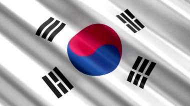 Güney Kore - sallanan tekstil bayrağı - 3D 4k dipsiz döngü animasyonu (3840 x 2160 px)