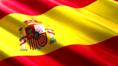 İspanya - sallanan tekstil bayrağı - 3D 4k kusursuz döngü animasyonu (3840 x 2160 px)