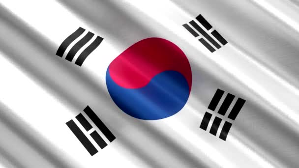 Corea Del Sur Ondeando Bandera Textil Animación Bucle Sin Costura — Vídeo de stock